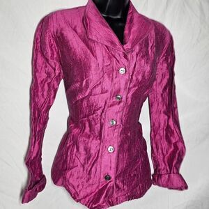 Vintage y2k 90s reflective pink button down top